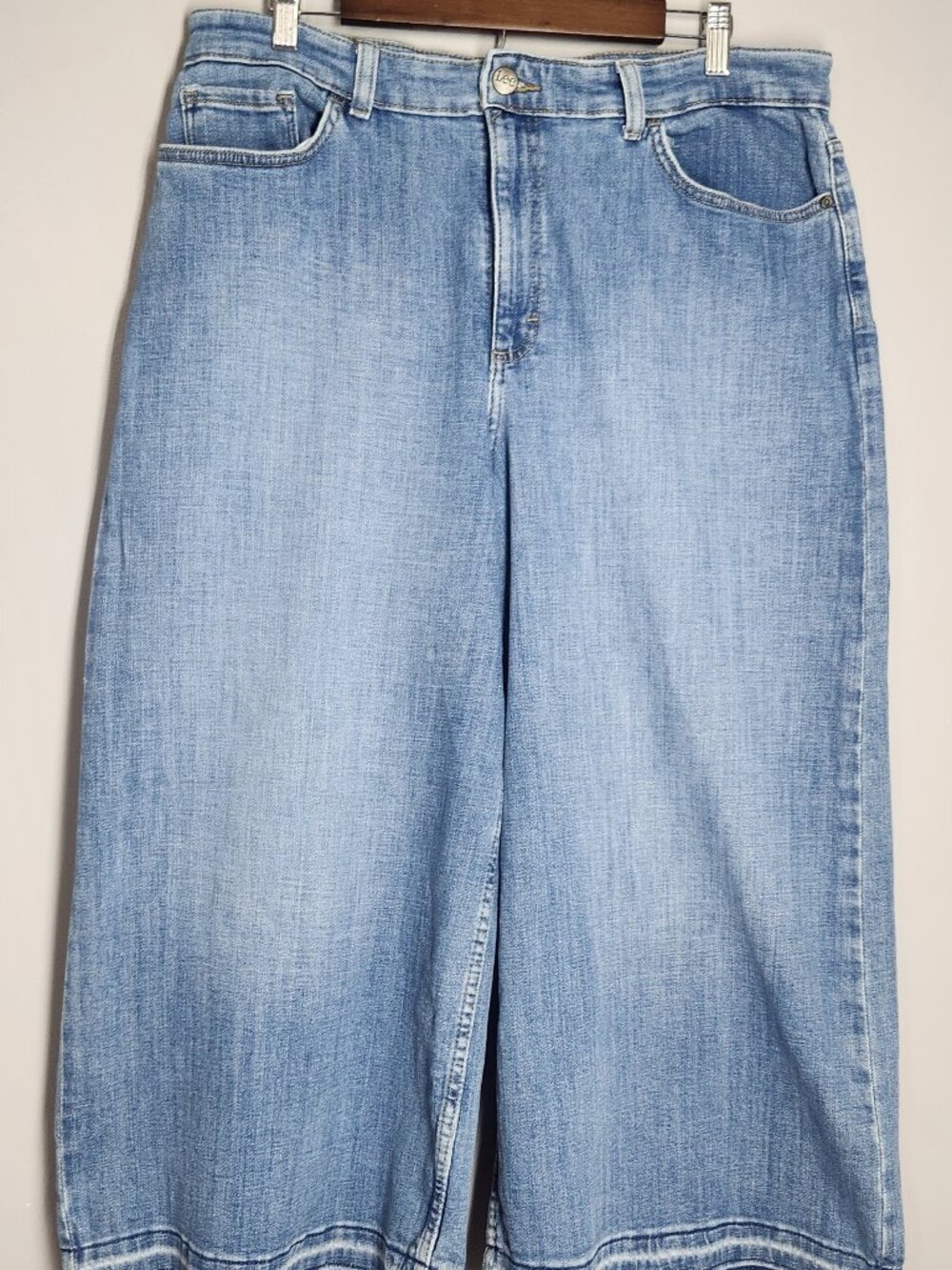 Lee Heritage A Line Crop Wide Leg Jeans 18M High Rise Frayed Released Hem Plus